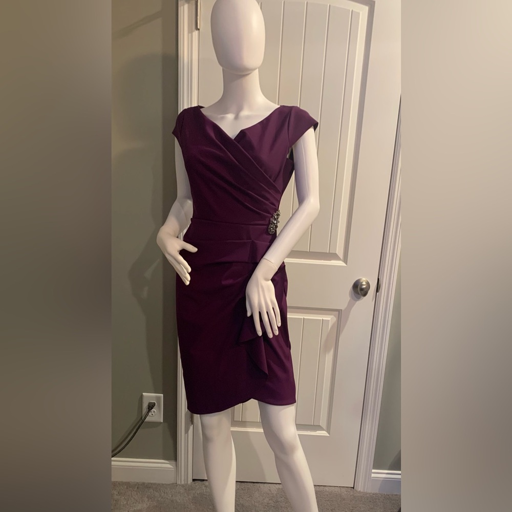 Deep Purple Ruched Sheath Dress by Alex Marie